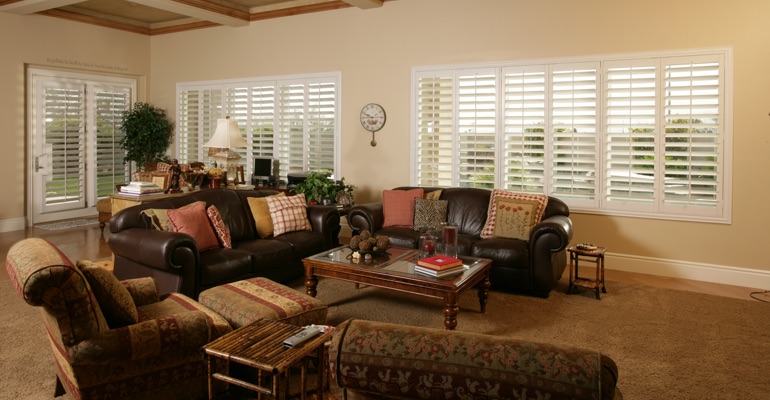Fort Lauderdale sunroom with interior shutters.